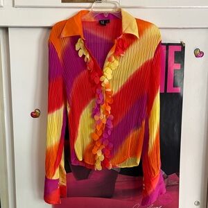 Y2K Milano Colorful Pleated Blouse